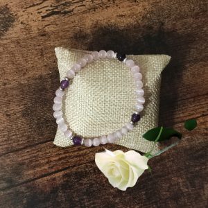 Bracelet Œil de Chat rose 6mm