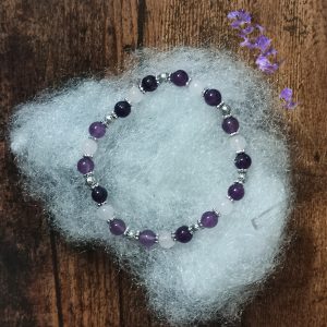 Bracelet Améthyste/Quartz Rose 6mm