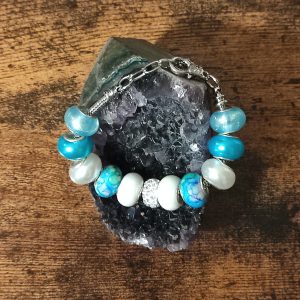 Bracelet chaine réglable Blue and White