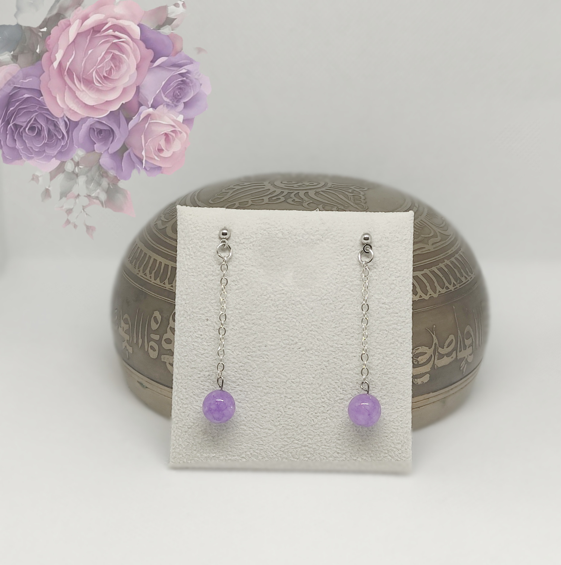Boucles d'oreilles Angélite violette
