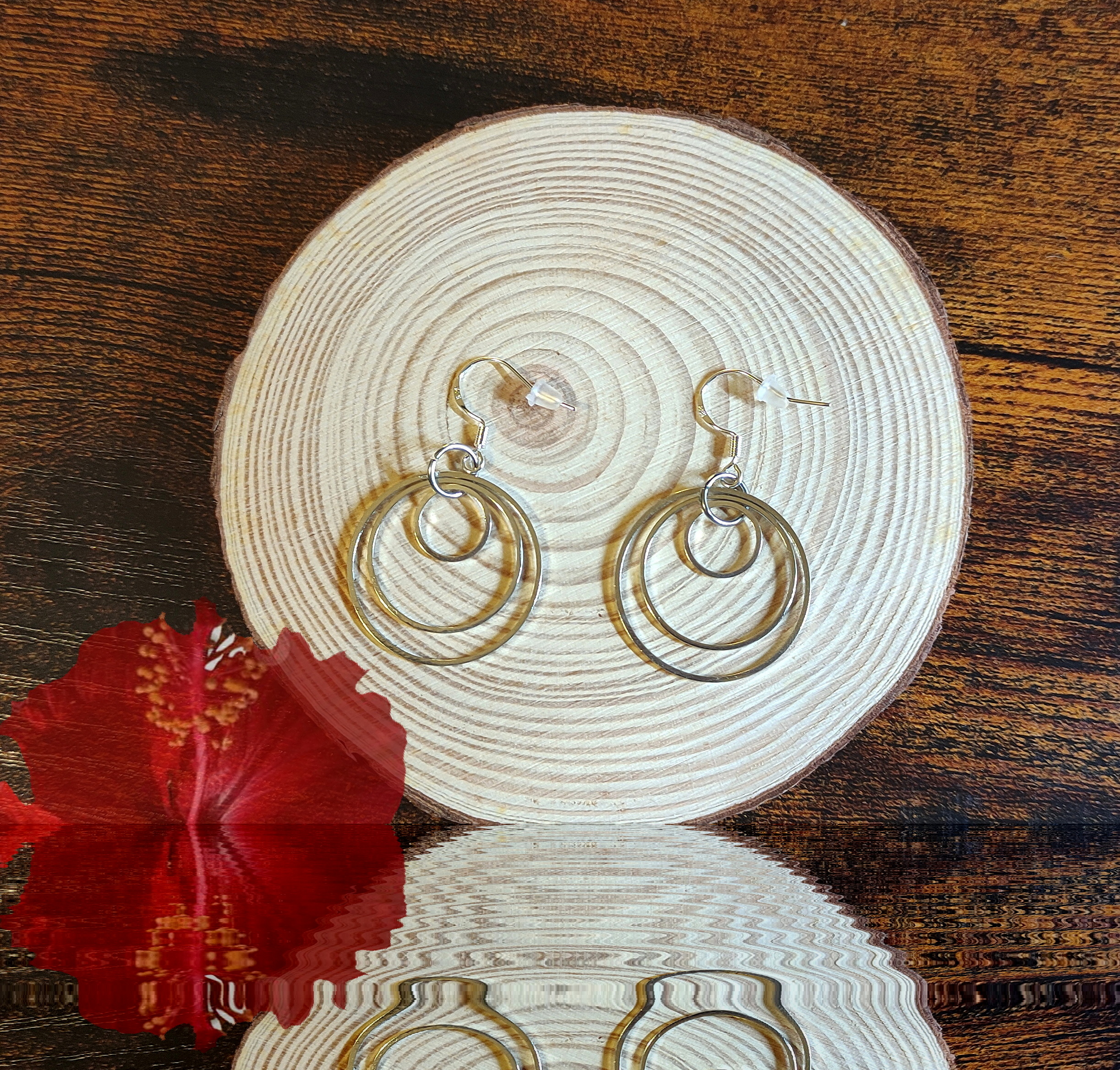 Boucles d'oreilles Anneaux Triptyque – Image 2